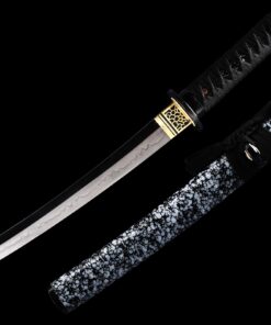japanese tanto handmade japanese tanto sword real hamon with blue scabbard 1