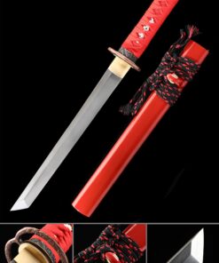 short sword handmade japanese short tanto sword pattern steel with red