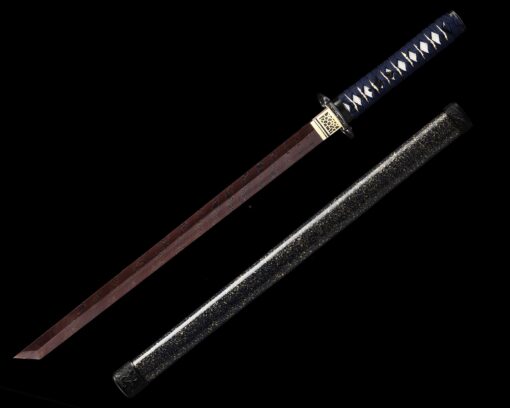 authentic ninjato handmade japanese ninjato sword damascus steel with red 1