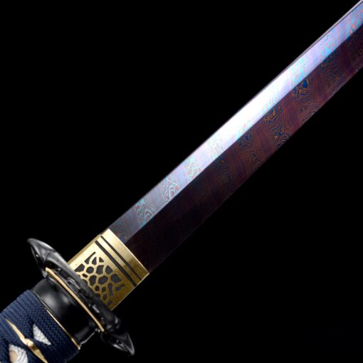 authentic ninjato handmade japanese ninjato sword damascus steel with red 8