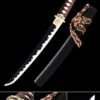 black tanto handmade japanese tanto sword with black blade and scabbard