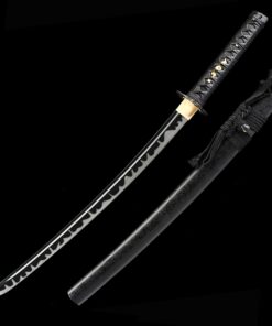 black wakizashi handmade high manganese steel black blade sharpening 2