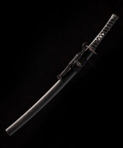 black wakizashi handmade high manganese steel black blade sharpening 4