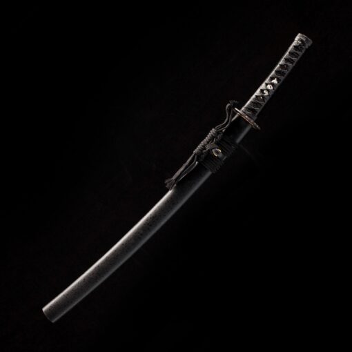 black wakizashi handmade high manganese steel black blade sharpening 4