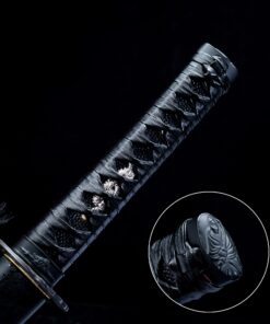 black wakizashi handmade high manganese steel black blade sharpening 5