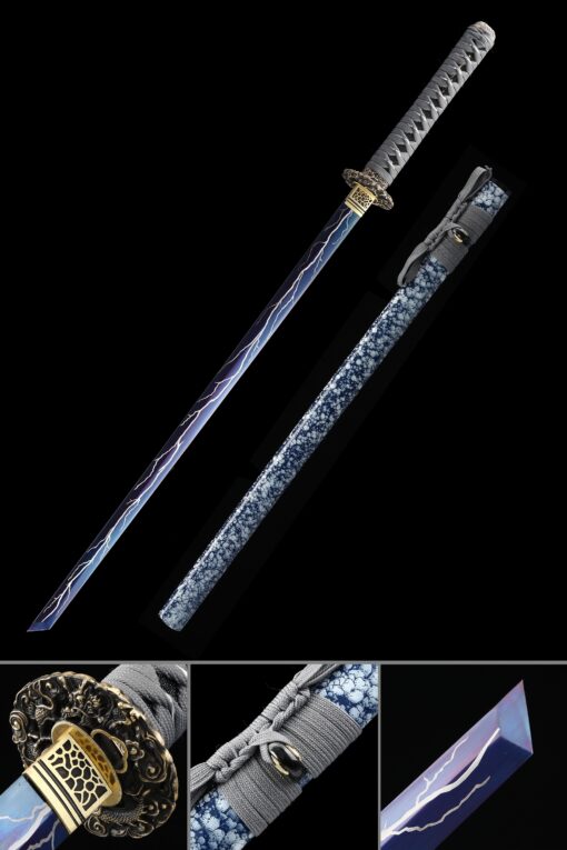 blue ninja sword handmade japanese ninjato ninja sword full tang with blue 1 scaled