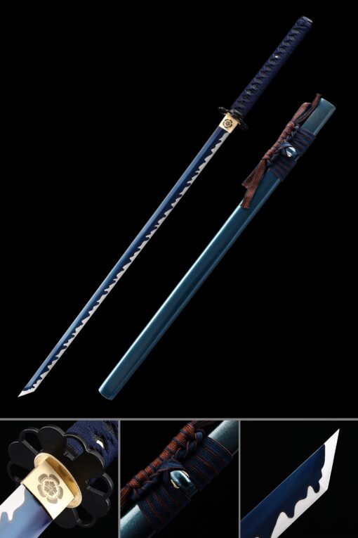 blue ninja sword handmade japanese ninjato ninja sword full tang with blue scaled