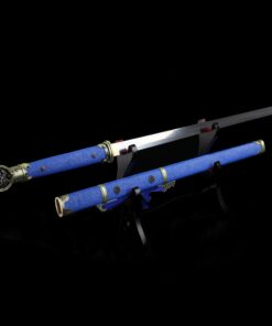 blue ninja sword handmade japanese ninjato ninja sword with blue scabbard 1 8