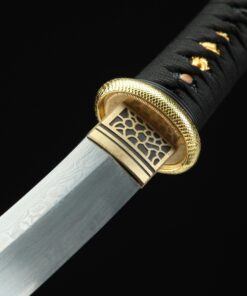 blue tanto handmade japanese tanto sword damascus steel with blue scabbard 3