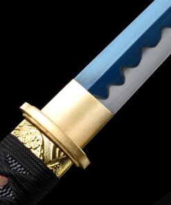 blue tanto handmade japanese tanto sword with blue blade and scabbard 1 1