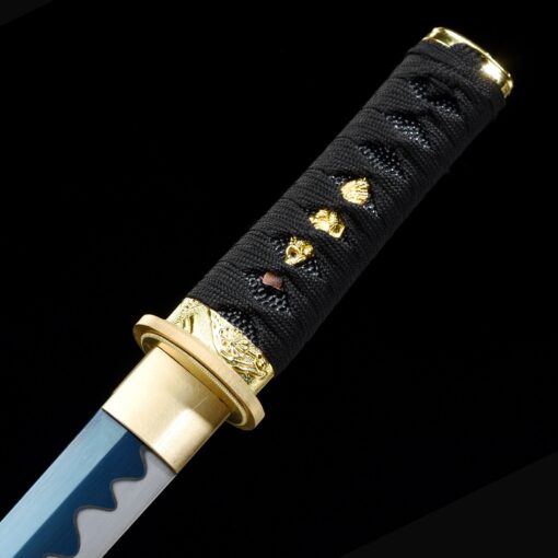 blue tanto handmade japanese tanto sword with blue blade and scabbard 1 2