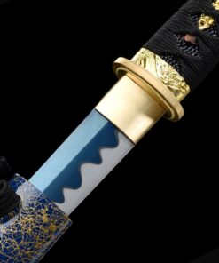 blue tanto handmade japanese tanto sword with blue blade and scabbard 1 3