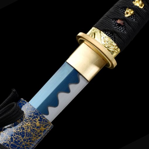 blue tanto handmade japanese tanto sword with blue blade and scabbard 1 3