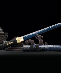 blue tanto handmade japanese tanto sword with blue blade and scabbard 1 5