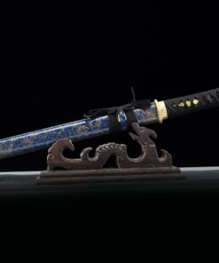 blue tanto handmade japanese tanto sword with blue blade and scabbard 1 6