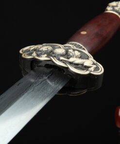 chinese jian sword handmade brown chinese lion theme damascus steel full 2