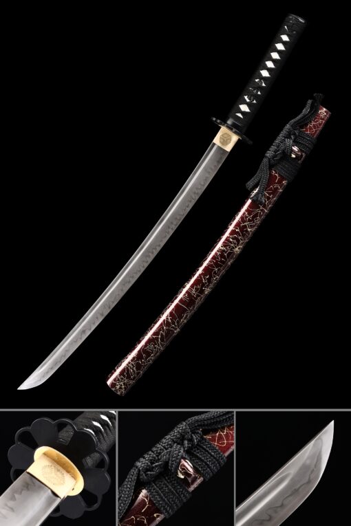 clay tempered wakizashi handmade t10 carbon steel real hamon japanese 1 scaled