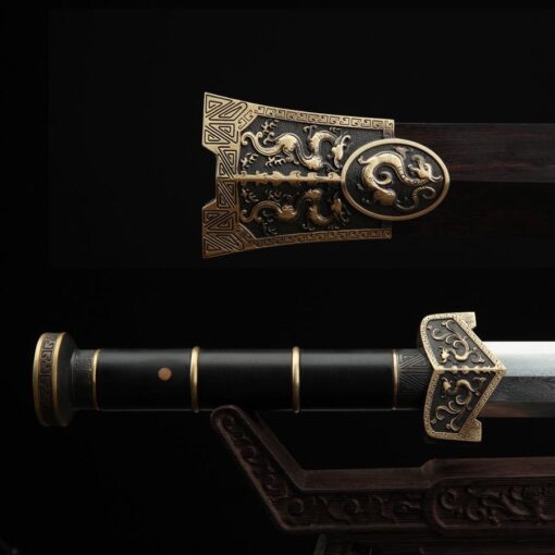 eight sided han sword black dragon real han sword chinese swords with wood 3