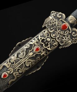 eight sided han sword handmade real rayskin scabbard damascus steel 3