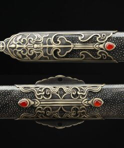 eight sided han sword handmade real rayskin scabbard damascus steel 4