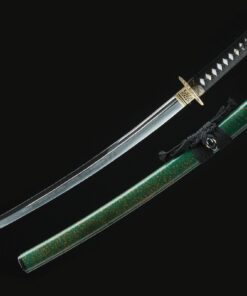 green wakizashi high performance t10 carbon steel real hamon japanese 1