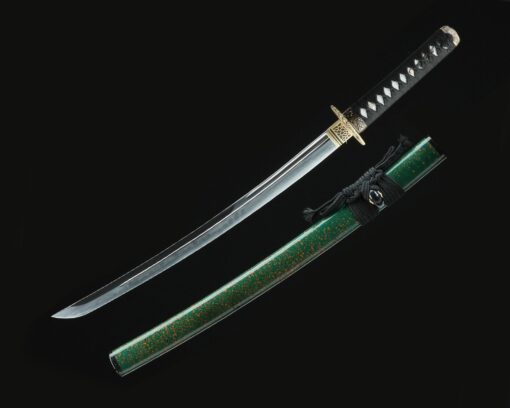 green wakizashi high performance t10 carbon steel real hamon japanese 1