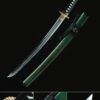 green wakizashi high performance t10 carbon steel real hamon japanese