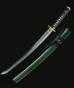 green wakizashi high performance t10 carbon steel real hamon japanese 2