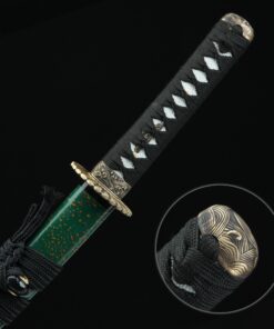 green wakizashi high performance t10 carbon steel real hamon japanese 5