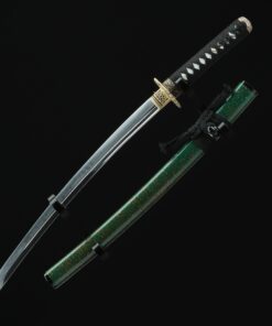 green wakizashi high performance t10 carbon steel real hamon japanese 8