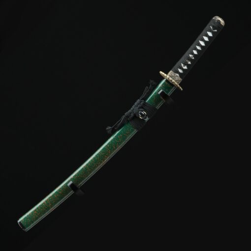 green wakizashi high performance t10 carbon steel real hamon japanese 9