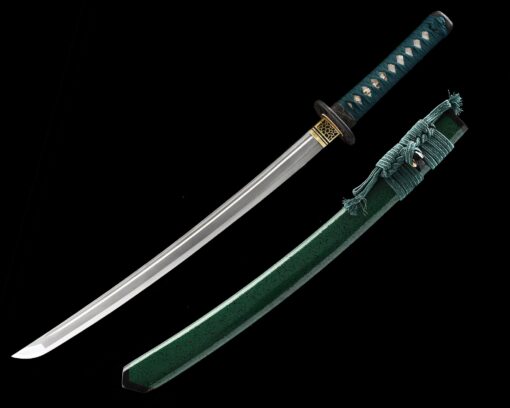 green wakizashi short katana handmade wakizashi sword damascus steel with 1