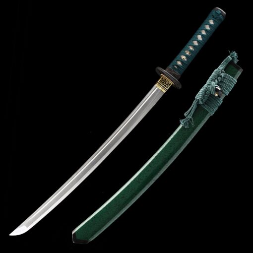 green wakizashi short katana handmade wakizashi sword damascus steel with 2