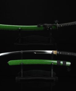 green wakizashi short katana handmade wakizashi sword t10 folded clay 7