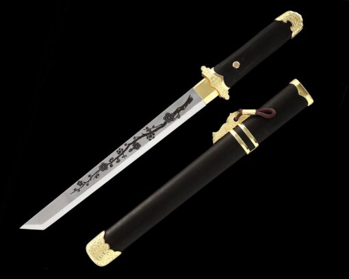 hamidashi tanto handmade japanese hamidashi tanto sword with black scabbard 1