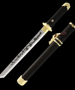 hamidashi tanto handmade japanese hamidashi tanto sword with black scabbard 2