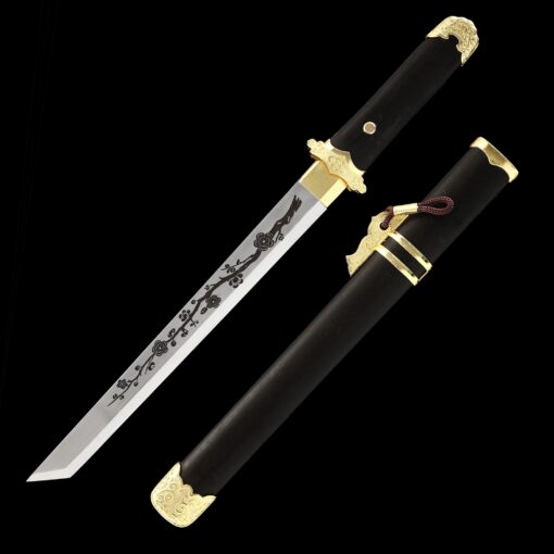 hamidashi tanto handmade japanese hamidashi tanto sword with black scabbard 2