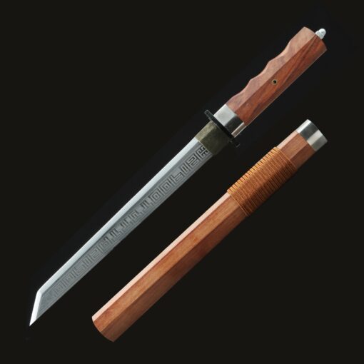 hamidashi tanto handmade japanese hamidashi tanto sword with brown scabbard 2