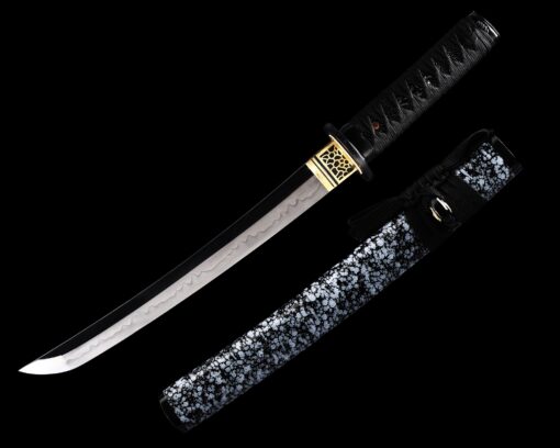 japanese tanto handmade japanese tanto sword real hamon with blue scabbard 1