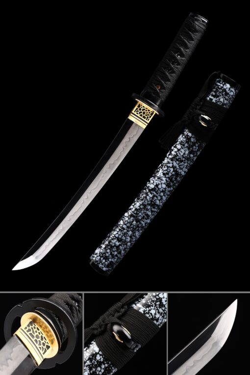 japanese tanto handmade japanese tanto sword real hamon with blue scabbard scaled