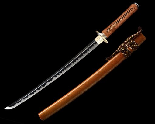 japanese wakizashi handmade high manganese steel black blade real japanese 1