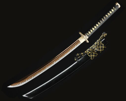 japanese wakizashi handmade high manganese steel gold blade japanese 1