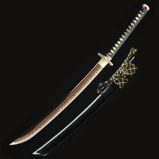 japanese wakizashi handmade high manganese steel gold blade japanese 2