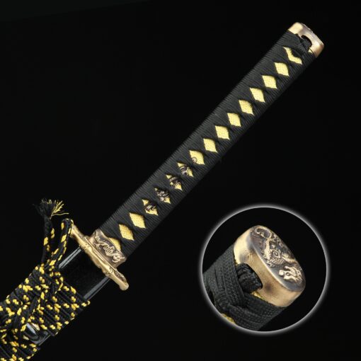 japanese wakizashi handmade high manganese steel gold blade japanese 5