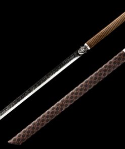 modern ninjato handmade japanese ninjato sword with brown scabbard 1 1