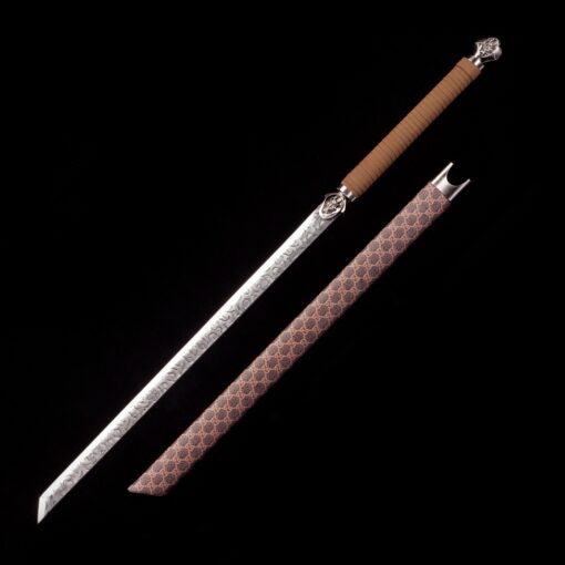 modern ninjato handmade japanese ninjato sword with brown scabbard 1 6