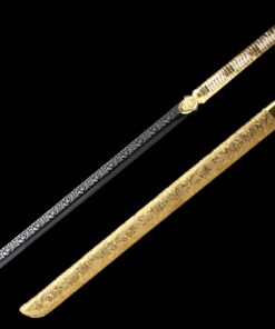 modern ninjato handmade japanese ninjato sword with golden scabbard 1 1