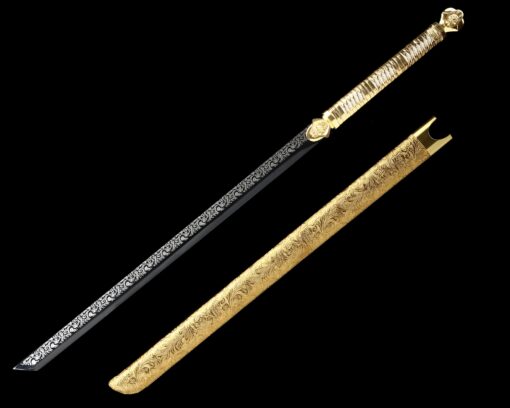 modern ninjato handmade japanese ninjato sword with golden scabbard 1 1