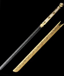 modern ninjato handmade japanese ninjato sword with golden scabbard 1 2