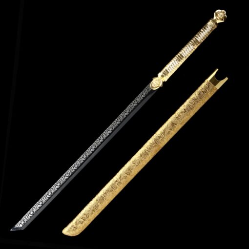 modern ninjato handmade japanese ninjato sword with golden scabbard 1 2